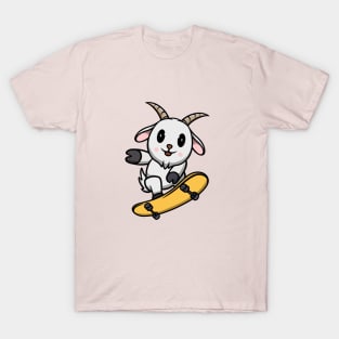 Cute Goat Playing Skateboard T-Shirt